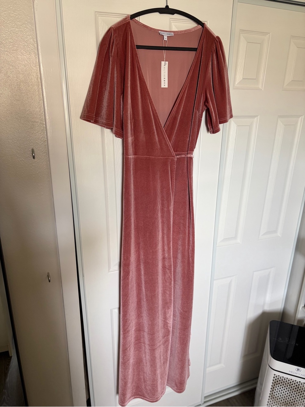 Baltic Born Velvet Wrap Maxi Dress in Dusty Rose